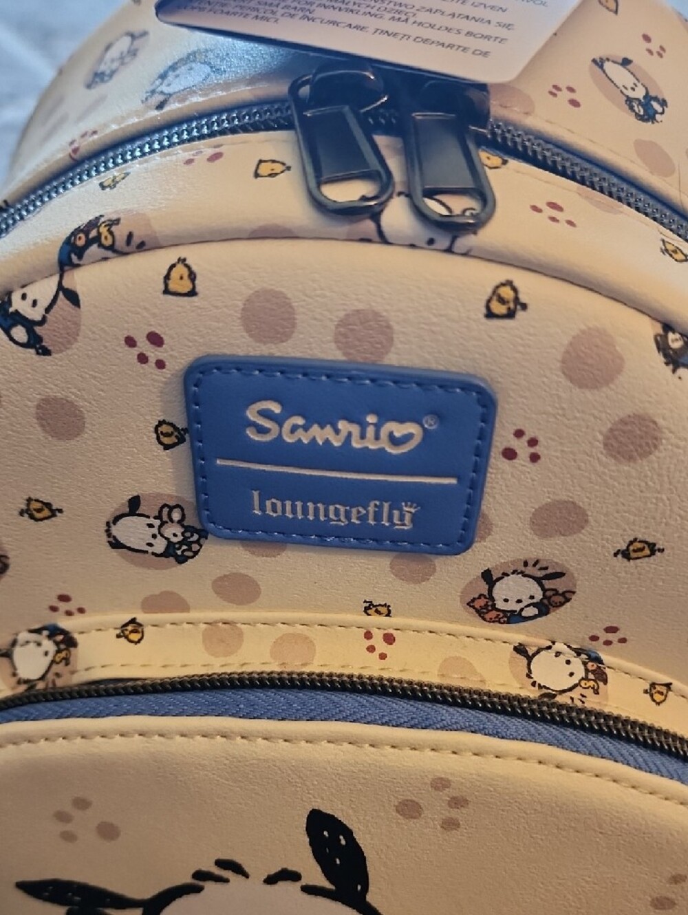 Loungefly Sanrio Cream Pochacco Kids Mini Backpack with Blue Accents. NWT - Picture 2 of 13